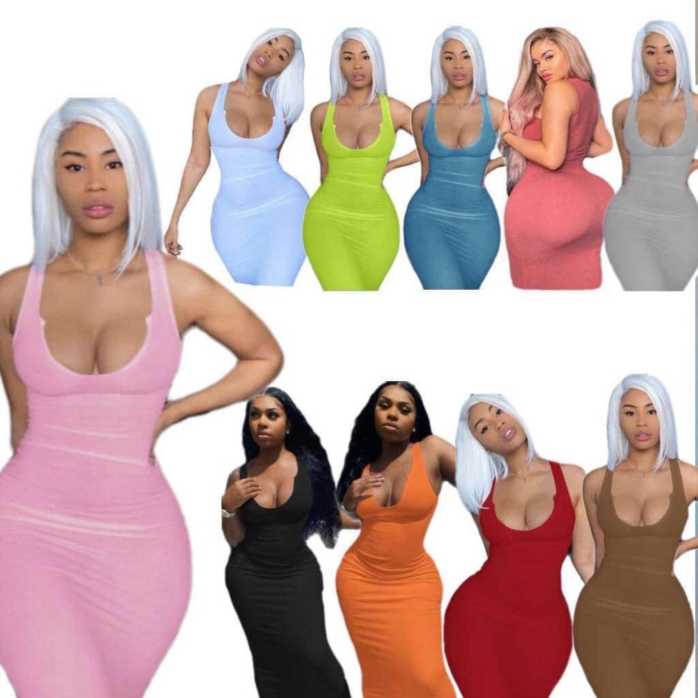 Maxi V-neck long Dresses … white black orange blue red blue